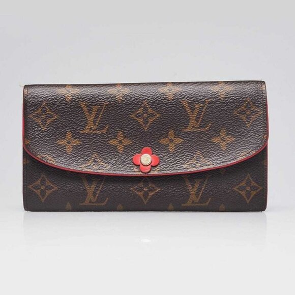 Louis Vuitton Monogram Canvas Red Emilie Bloom Flowers Wallet - Picture 1 of 10